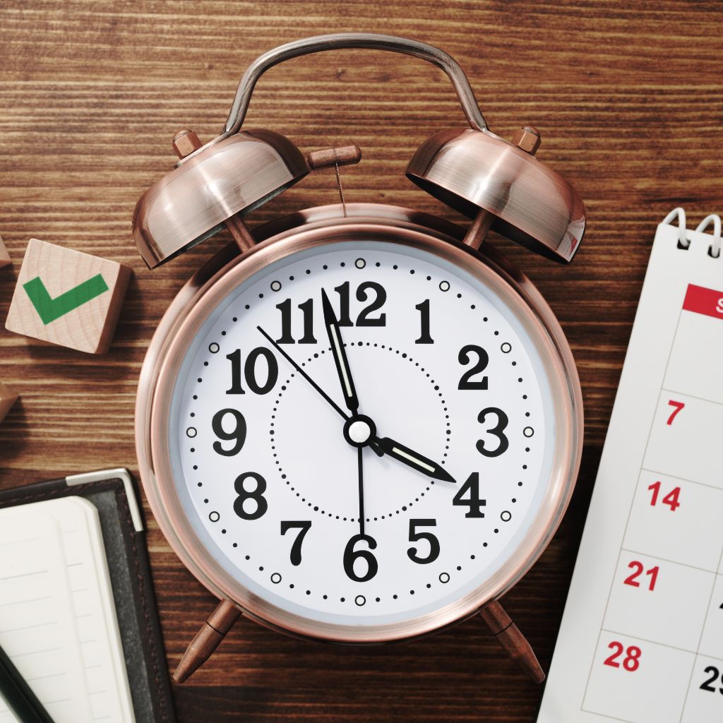 a clock with a calendar off to the side to depict time awareness