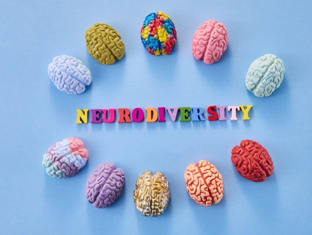 different colored in brains depicting neurodiversity