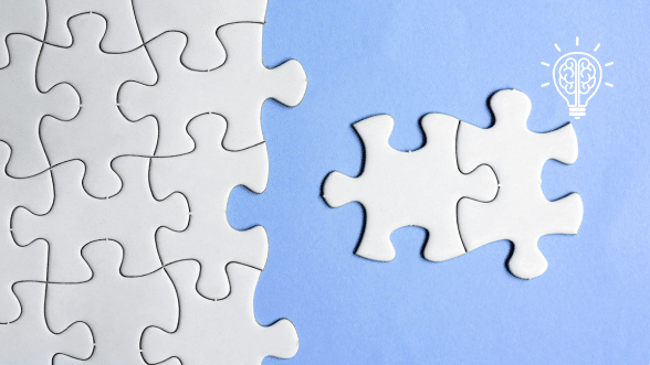 Puzzle pieces fitting together, symbolizing the concept of adaptive thinking and problem-solving.