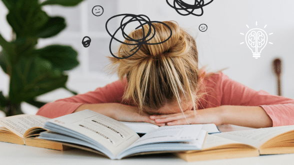 Visual representation of procrastination and burnout.